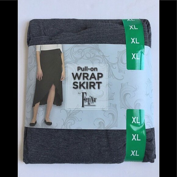 Felina Multi Style Super Comfy Pull-on Wrap Midi Dress Skirt 5 Ways to Wear XL - Picture 6 of 6